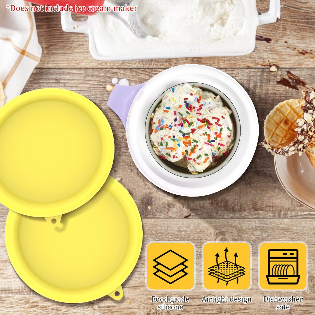 2Pcs Ice Cream Maker Lid for My Mug Ice Cream Maker 6 Inch Silicone Ice Cream Maker Mug Cover Reusable Ice Cream Maker Bowl Lid