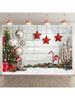 1 Christmas polyester photography background - white wooden floor for holiday and winter seasons