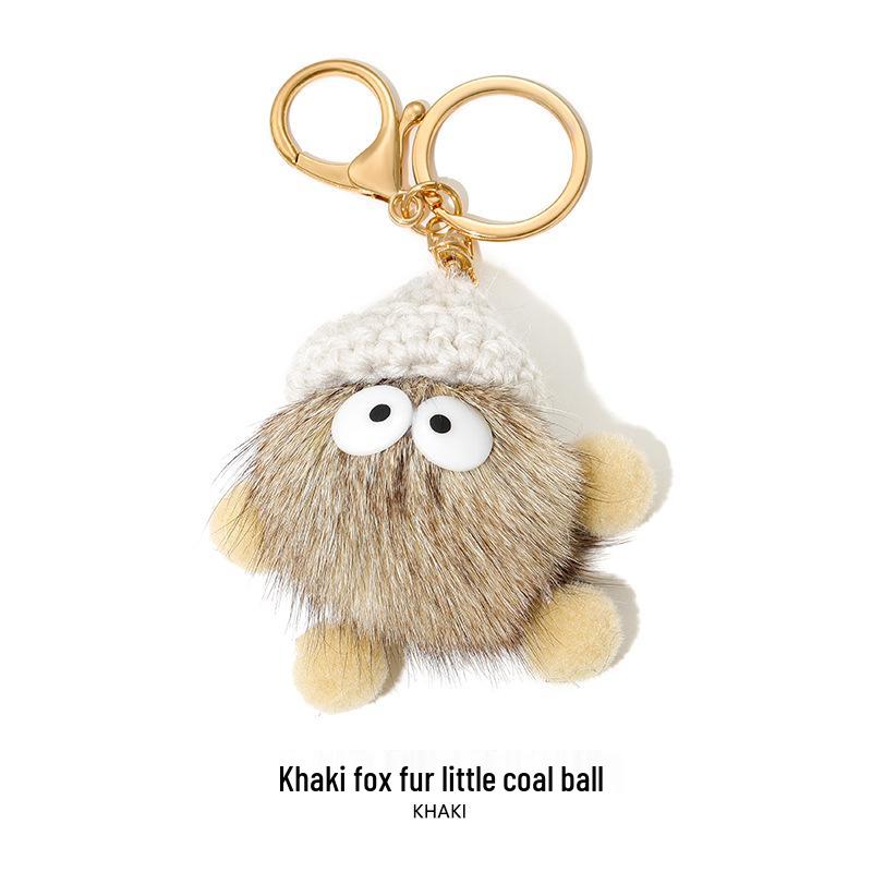 

Мультяшный брелок из лисьего меха - Милый плюшевый шарм для сумки