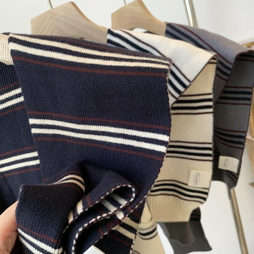 Classic Stripe Scarf Cloak Fake Collar Wraps Fashion Men Knitted Shawl  Clothes Decoration