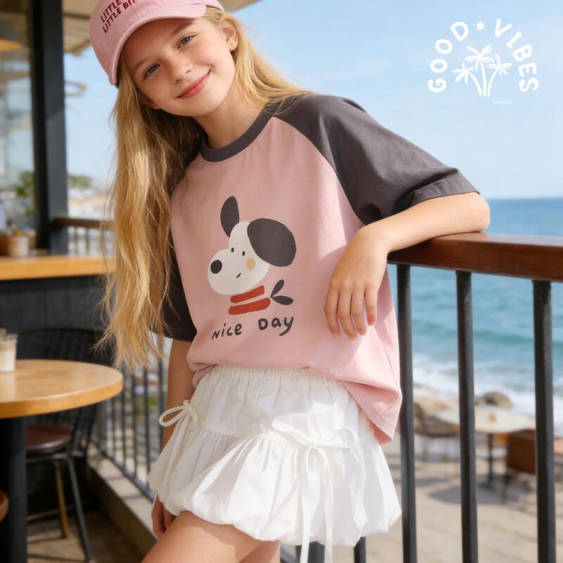 DOMIO Mädchen Raglan Kurzarm T-Shirt