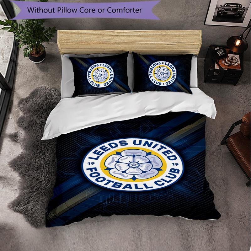 Biancheria da letto a tema Leeds United Set 3 Pezzi Copripiumino Biancheria da letto Decorativa Per Camera Adolescenti Decorazione Casa