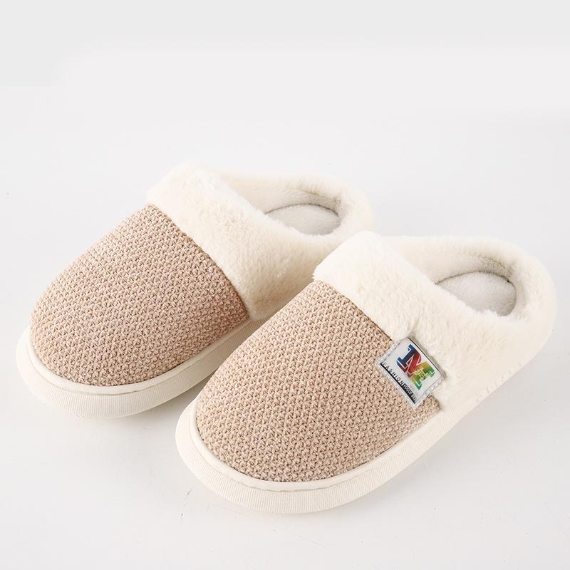Men's and Women's New Autumn and Winter Slippers, Knitted Baotou, Thick-soled Slippers, Home Breathable and Warm Couple Shoes
