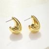 Vintage Chunky Dome Drop Earrings For Women Gold Plated Stainless Steel Thick Teardrop Earring Statement Wedding Zircon Gifts