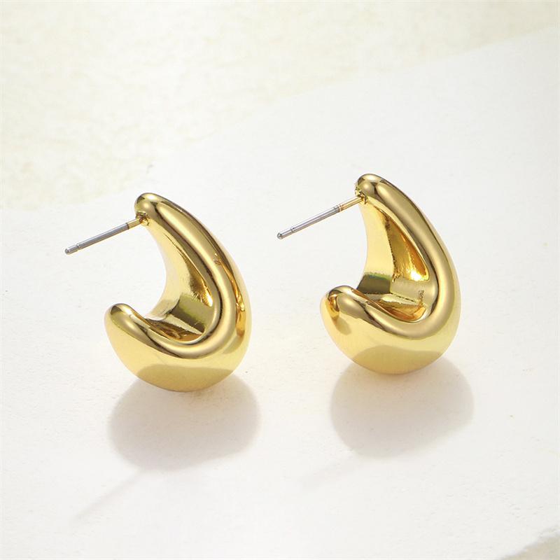Vintage Chunky Dome Drop Earrings For Women Gold Plated Stainless Steel Thick Teardrop Earring Statement Wedding Zircon Gifts