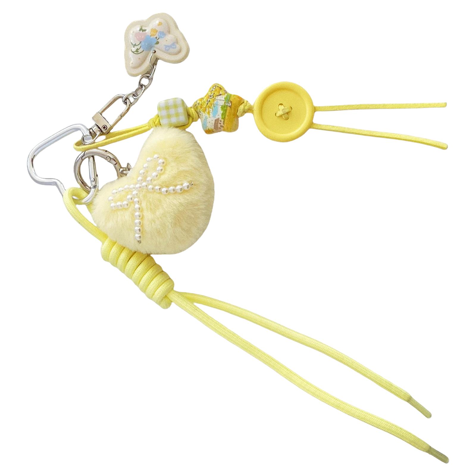 

Delightful Heart Shape Keychain Soft Plush Bag Pendant Add Touch to Any Item Car Key Holder Backpack Charm for Daily жёлтый