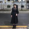Autumn Gothic Black Lace Dress Women Casual Elegant Party Midi Ruffle Long Sleeve Dress Emo Y2k Goth Clothes