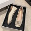 Shallow single shoes 22 small fragrant style with new square head beanie shoes low heel temperament comfortable soft sole mother shoes