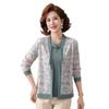 Elegant Spring Knit Two-Piece Set: Women's Chinese Style Long-Sleeve Cardigan for 40s and Up