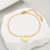 Simple Gold Plated Crown Anklet Stainless Steel Beaded Ankle Bracelet for Women Dainty Foot Chain Jewelry Summer Accessories