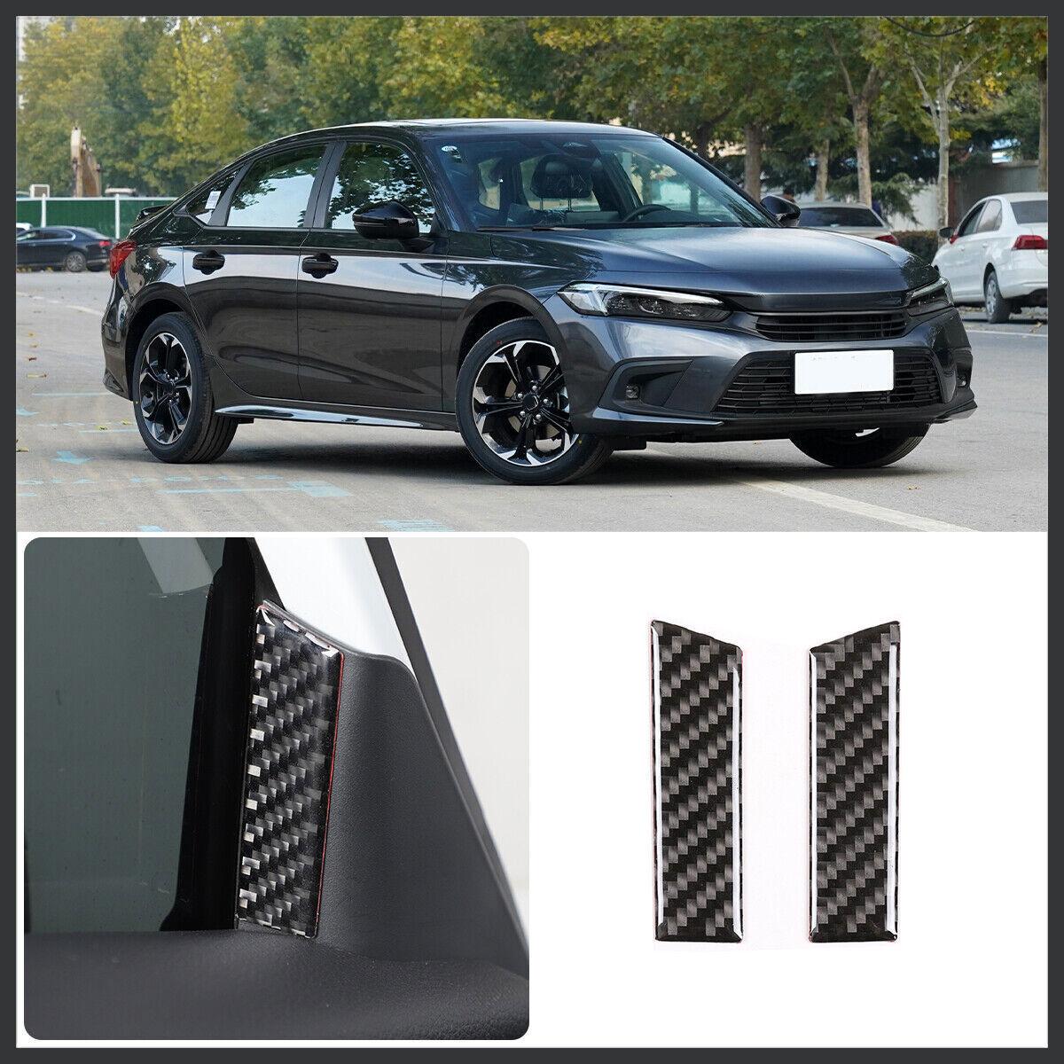 Real Carbon Fiber A Pillar Front Triangle Cover Trim for Honda Civic