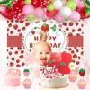 103 PCs Strawberry Party Decorations, Hombae Strawberry Decorations for Birthday Backdrop Balloon Garland Arch Happy Birthday Banner Cake Cupcake