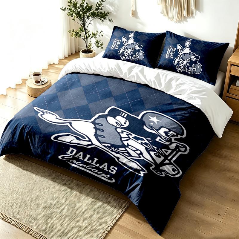 Dallas Cowboys 3pc Duvet Cover Set Simple Modern Bedding Set Wrinkle Resistant Soft Fabric All Season Use a perfect gift