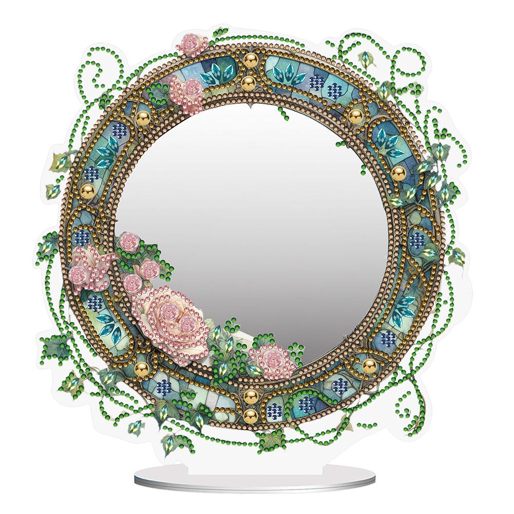 Acrylic Flower Animal Diamond Mirror Art Craft Crystal Diamond Art Painting Mirror for Table Ornaments