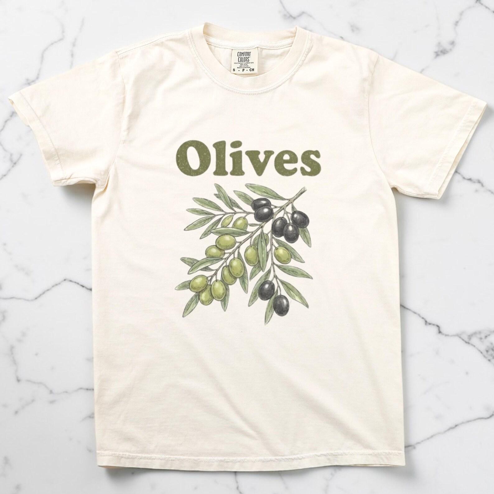 Olives Shirt, Olive Branch Graphic Tee, Unisex Comfort Colors, Botanical Foodie Shirt, Olive Lover Gift, Farmers Market Tee S