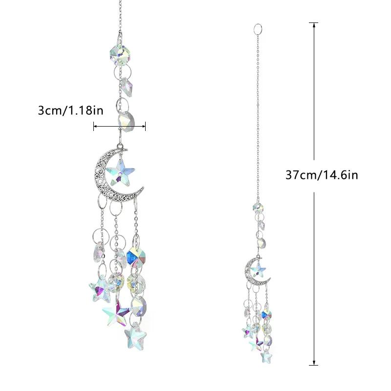 1 Piece, Silver Gold Moon Pentagram, Window Garden Decoration Crystal Pendant Sunshine Catcher