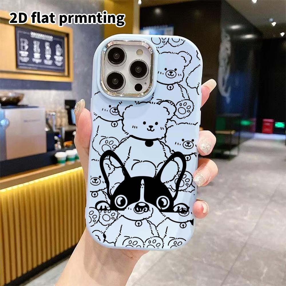 Phone Case: 2D Flat Design Suitable for iPhone 18 17 16 15 14 13 Pro Protective Case, Couple Style, Minimalist Black and White, Christmas and Hallowee