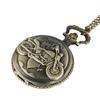 Vintage antike Taschenuhr mit Kettenanhänger, Geschenk, Motorrad-Muster, Taschenuhr