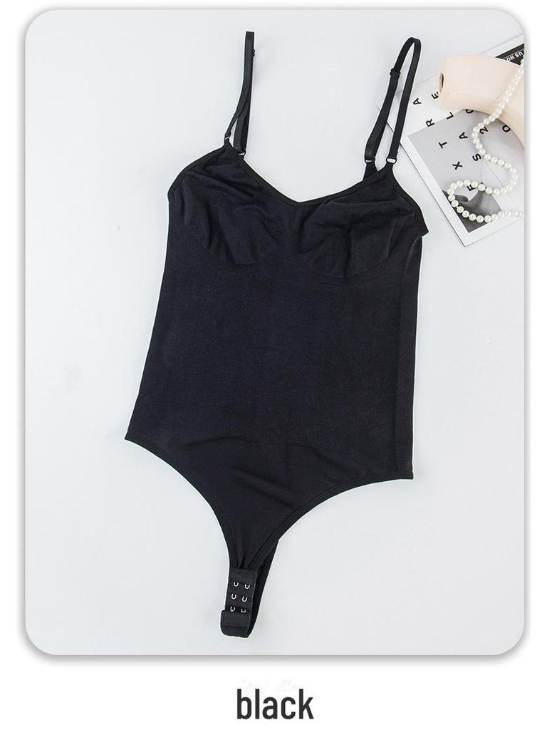 Women's Cross-Border Adjustable Open Crotch Jumpsuit with Tummy Shaping and Seamless Thong