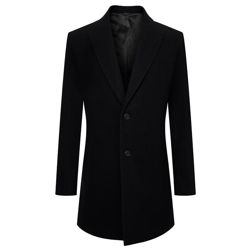 Baoxiniao Men's Business Formal Peak Lapel Wool Blend Overcoat