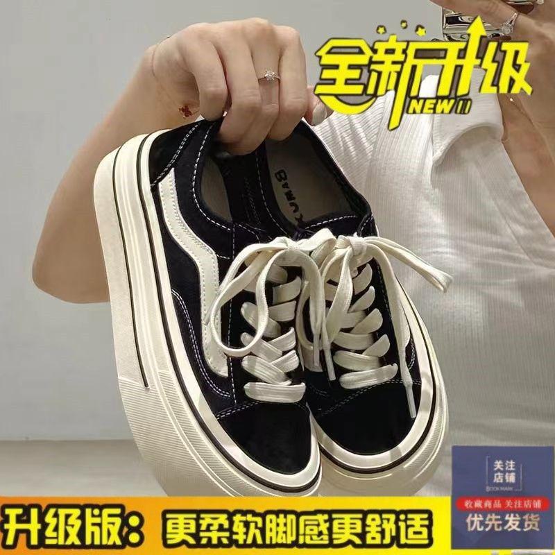 

Нишевые повседневные кеды 2025 осень новые маленькие белые туфли уродливо милые туфли с большой головой универсальные классические парусиновые туфли на платформе женские 40 чёрный