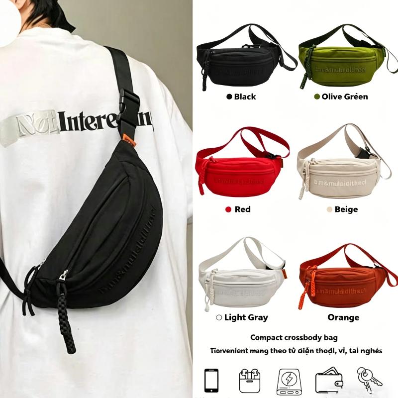 Unisex Canvas Crossbody Bag Able Compact With Multiple Convenient Compartments Suitable For School And Casual Outings