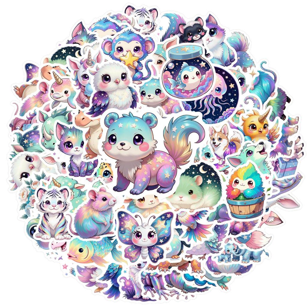 35pcs-70pcs Cartoon Cute Creatures Stickers Whimsical Animals  Stickers Stationery Stickers For Suitcase Fridge Phone DIY