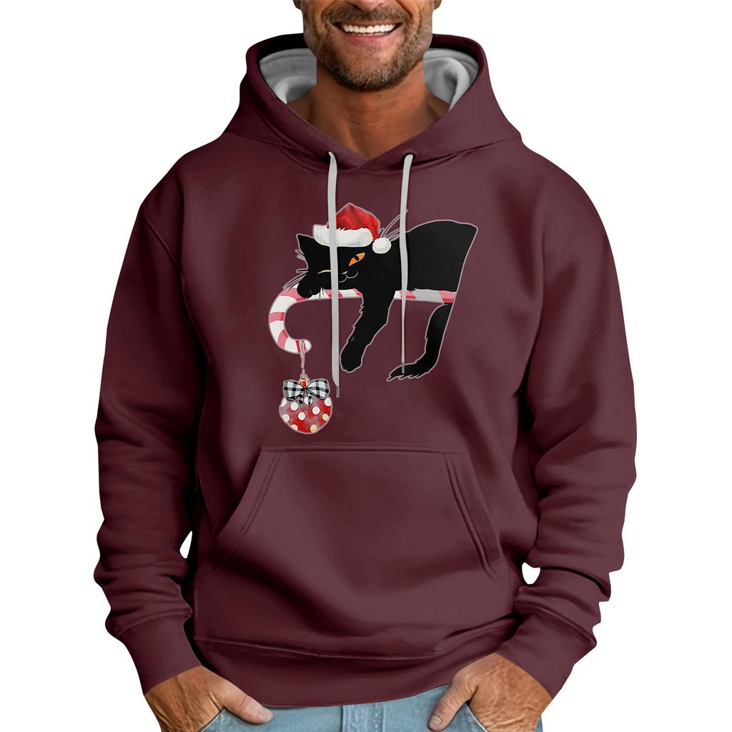 Løs herrehettegenser med juleprint