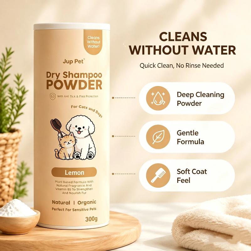 Pet Dry Shampoo Cleaning Powder Dog Cat Bath Powder Dog Odor Deodorizer Plant-Based Pet Cleaning Powder