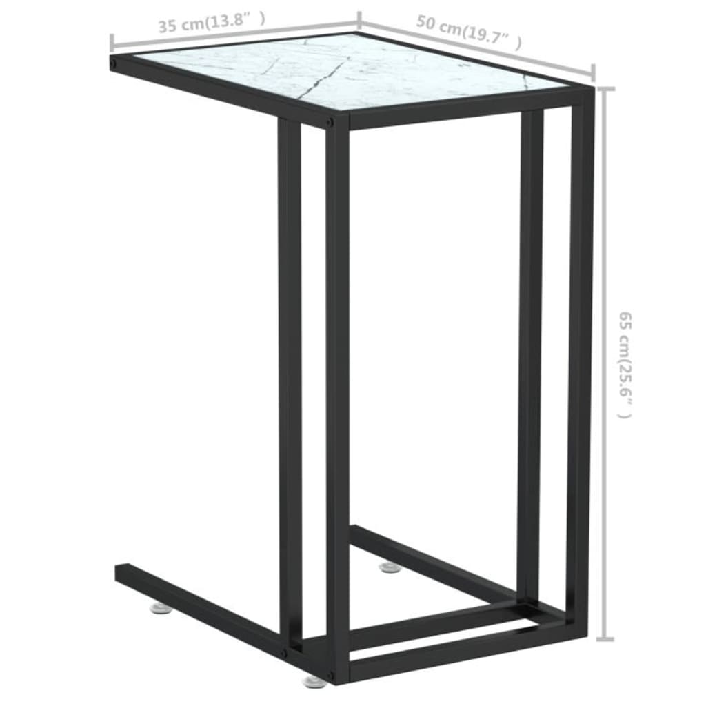 Vidaxl Computer Side Table, White Marble, 50X35X65 Cm