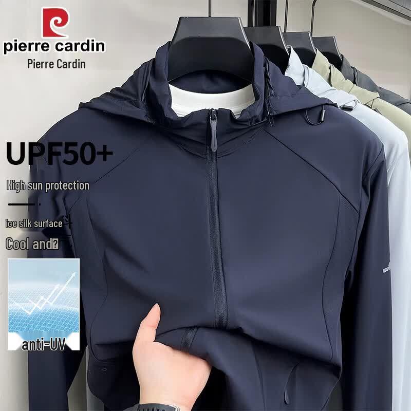 Pierre Cardin Men s Detachable Hood Ice Silk Sun Protection Jacket 4XL