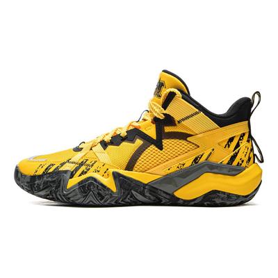 Li Ning Kids Basketball Sports Training Casual Non-Slip Wear-Resistant Rebound Support Basketball Shoes Kids Sneaker Spectrum-Yellow Black YKBV012-7