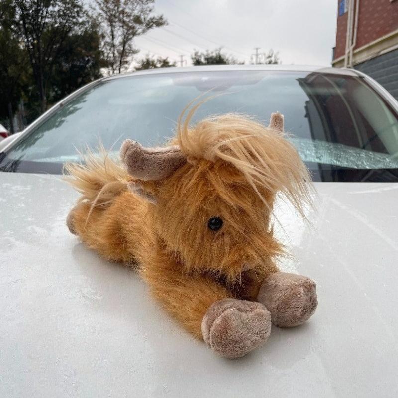 Cute Simulation Highland Cow Plush Toy Super Soft Highland Cattle Animal Plushie Doll Kawaii Christmas Gifts Toy Home Room Decor