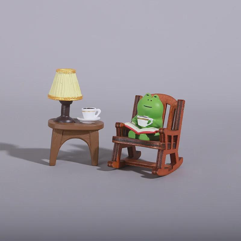 Japanese Frog Reading Rocking Chair Ornament - Cute Desk Decompression Gift Craft