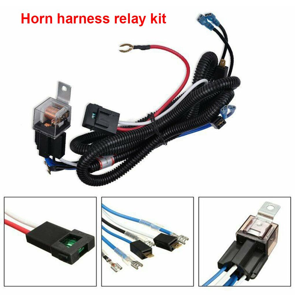 12V Horn Relay Wiring Harness Kit For Grille Mount Electric Blast Horn Universal Motorcycle Horn Wire Wiring Harness Kit 170CM