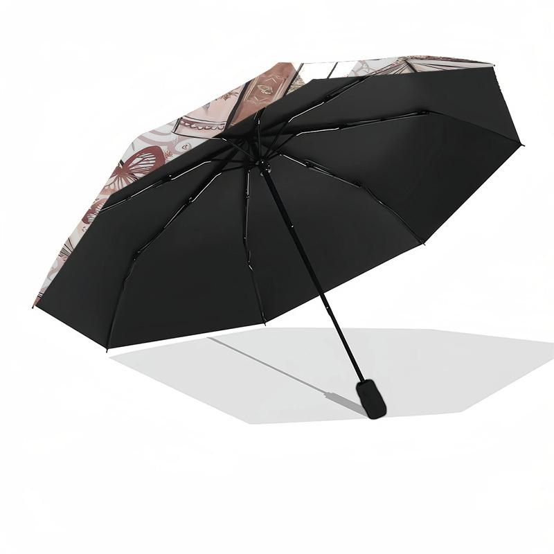 1pc Vintage Books and Butterflies Umbrella with Plastic Handle,Cartoon Pattern,Suitable for All Seasons Multi-functional Umbrella322