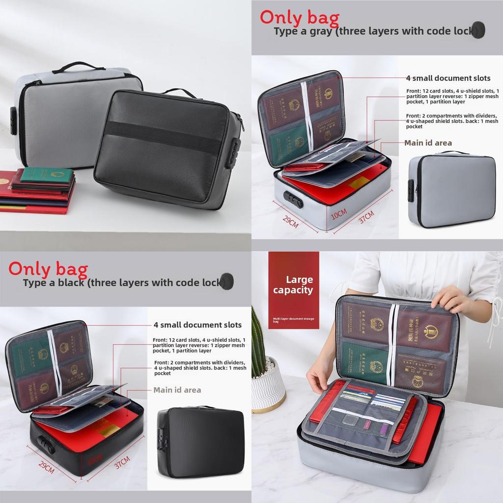 Travel Document Organizer With Fireproof Silicone For Family And Travel Use