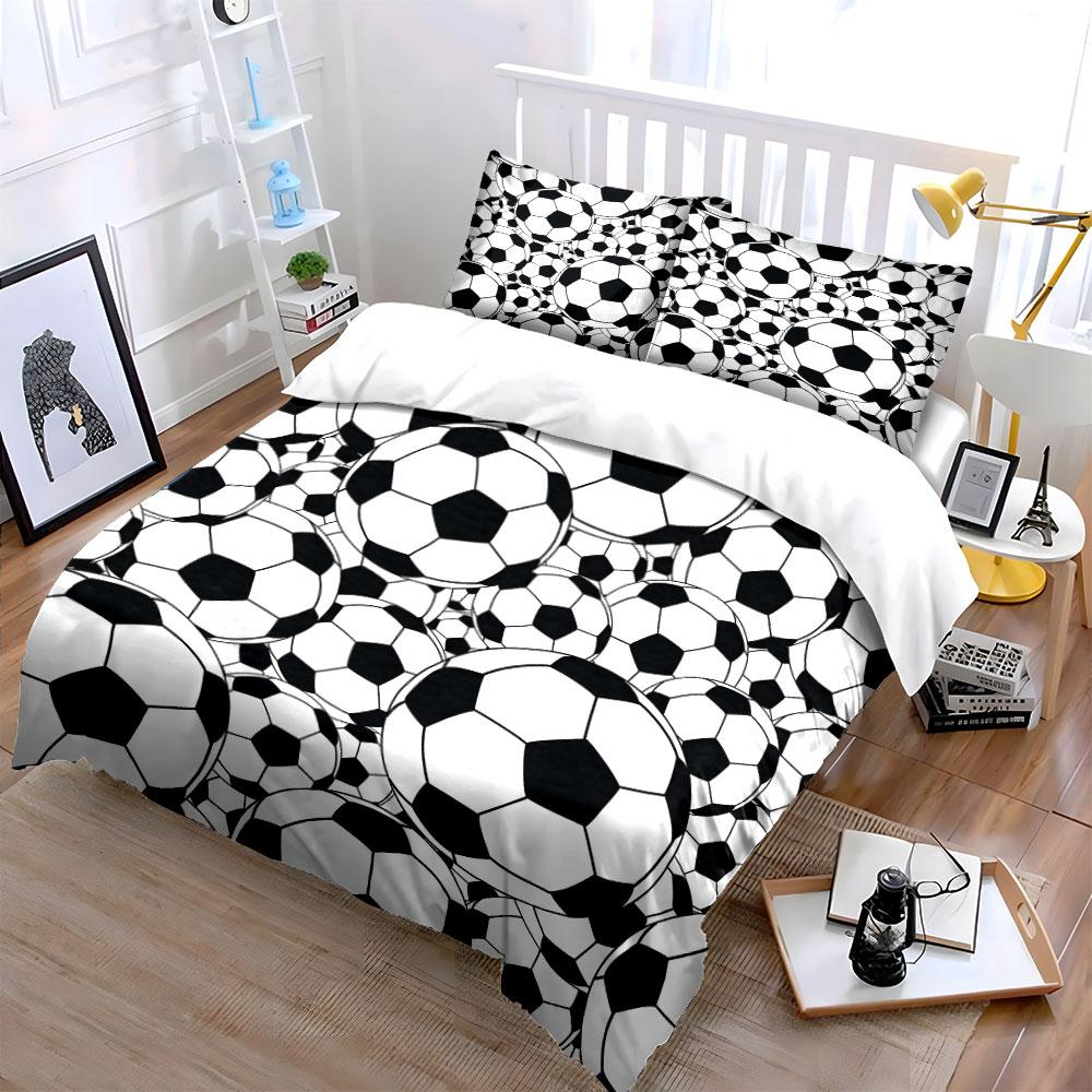 Soccer-Themed Three-Piece Sports Set Kid'S And Adults' Bedroom Decor, Exquisite Three-Piece Bedding Set Gift