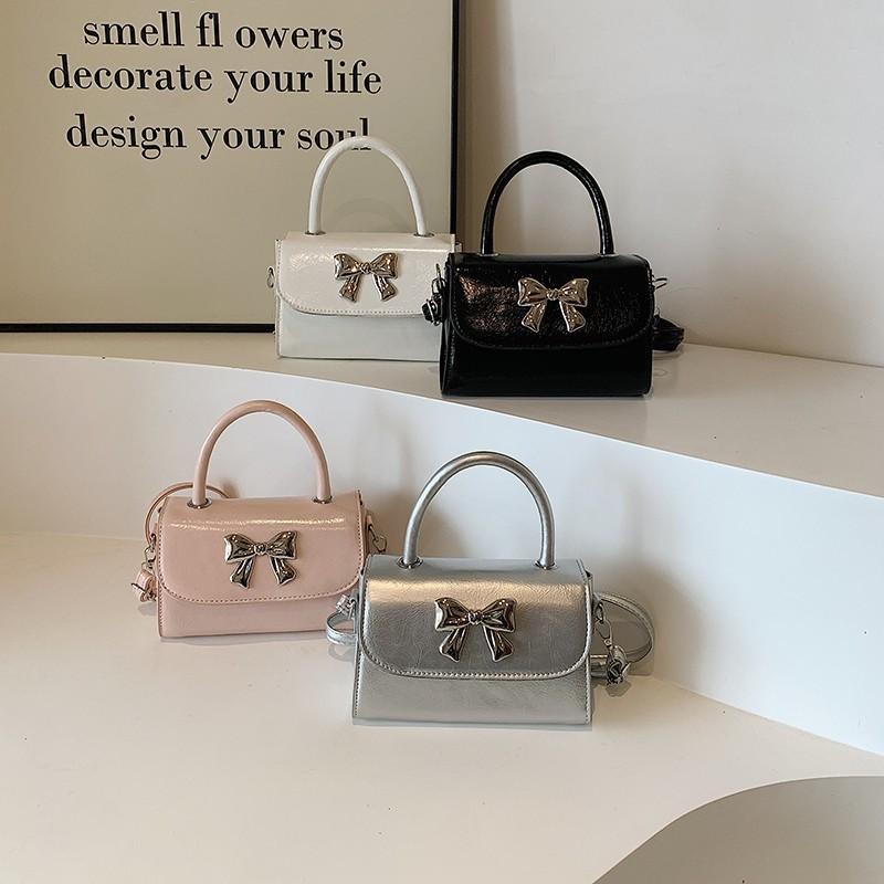 Minimalist Pu Mini Shoulder Bag With Butterfly Knot Design For Casual Daily Use