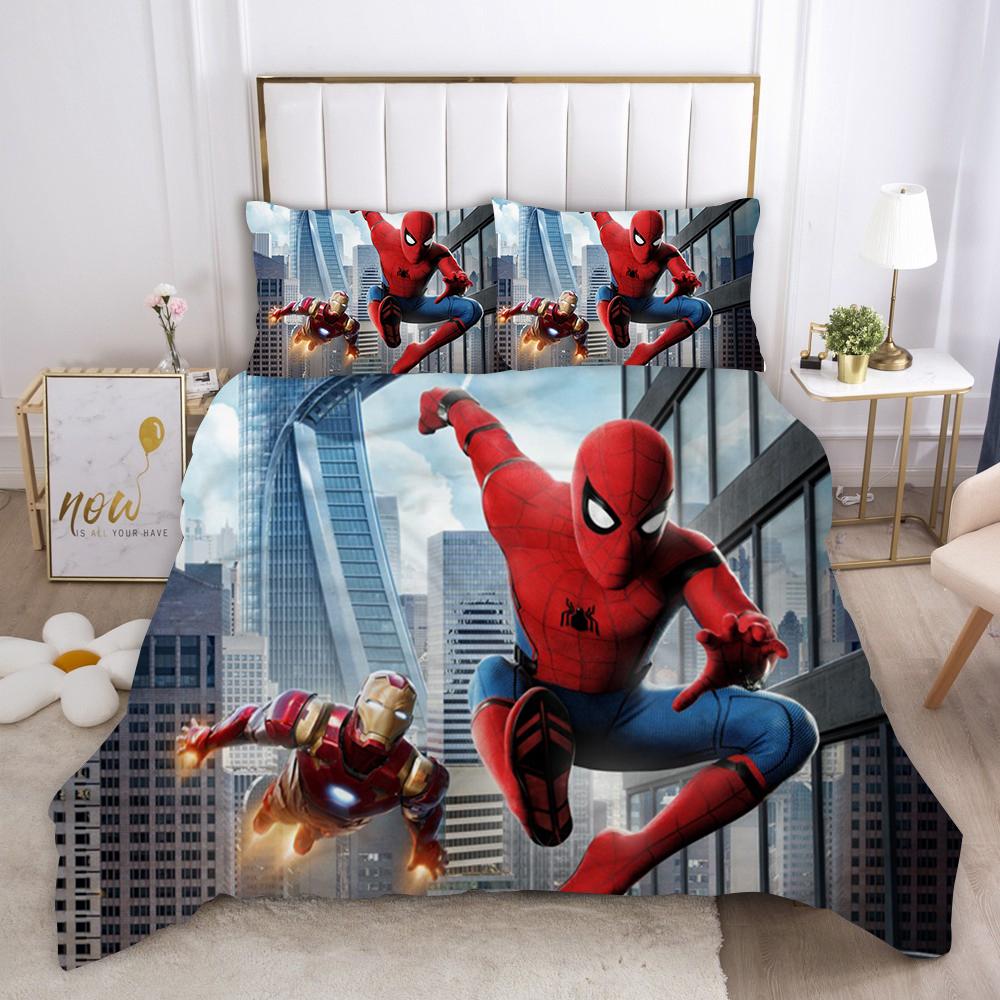 Marvel Comics Spider Man Anime Povlečení Přikrývka 1009 Polyester Vhodné Pro Děti I Dospělé 3dílná Sada