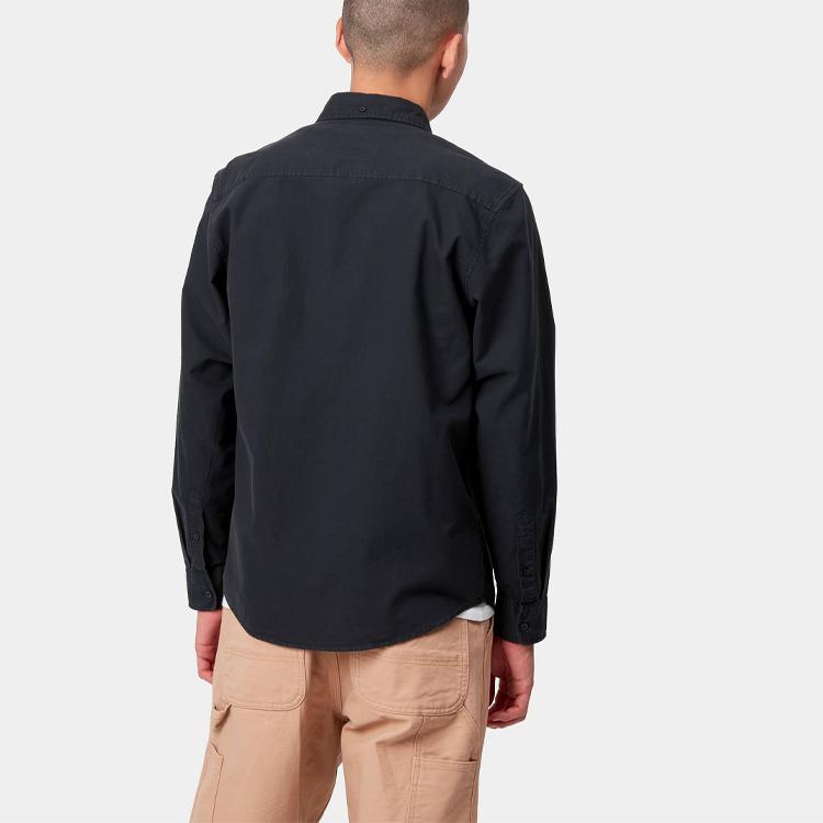 Carhartt WIP Loose Fit Long Sleeve Shirt With Small Logo Men Shirts Deep-Navy I030238-1C-GD