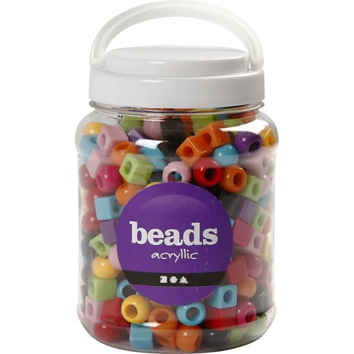 Mix of Multi-colored Plastic Beads with Large Hole. 2 Forms. Ref 69960