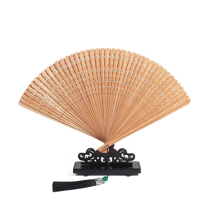 All Bamboo Cut Out Painted Gift Fan Chinese Style Handmade Female Folding Fan Daily Retro Fan Chinese Ancient Style Craft All Bamboo Fan