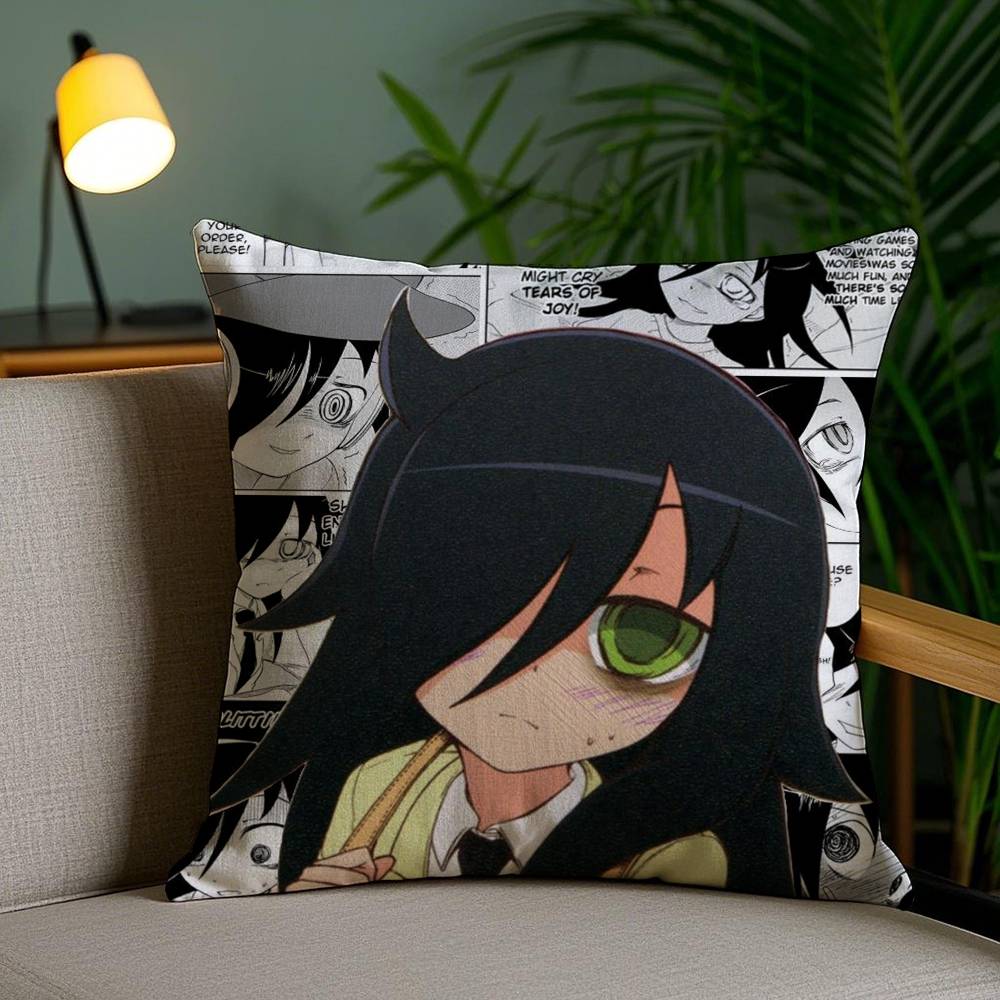 K-Kuroki T-Tomoko Pillow Case Office Sofa Dorm Chair Back Short Plush Double-sided Printing Home  Cushion Cover