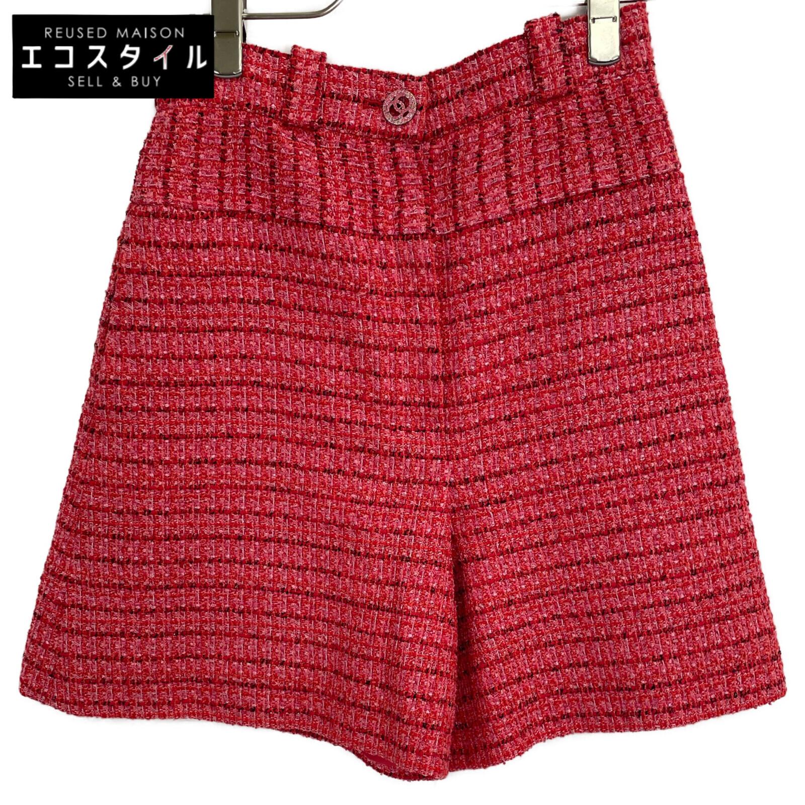 

CHANEL Red P63260V48641 Tweed Shorts Bottoms 34 RedUsed