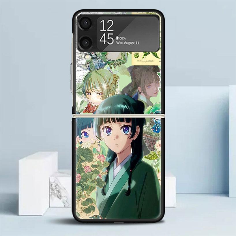 A-Apothecary D-Diaries Anime Black Cover for Samsung Galaxy Z Flip 7 6 5 4 3 5G Phone Case Flip7 Flip6 Flip5 Flip4 Flip3 Pattern