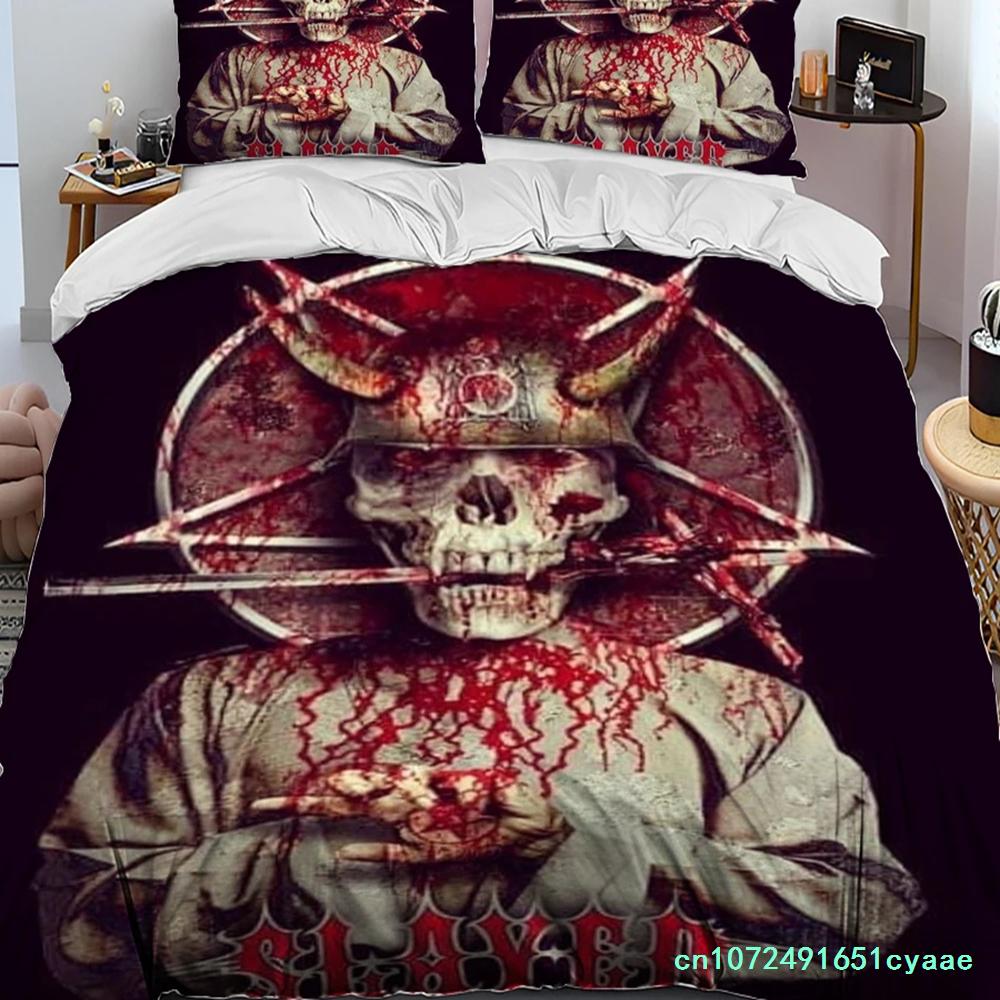 Slayer Heavy Metal Band Music Comforter Bedding Set,Duvet Cover Bed Set Quilt Cover Pillowcase,king Queen Size Bedding Set Boys