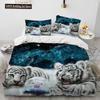 3D Tiger Leopard Wolf Animal Luksusa gultas veļas komplekts, Segas segas gultas komplekts Segas pārvalks spilvendrāna, Karaļa izmēra gultas veļas komplekts