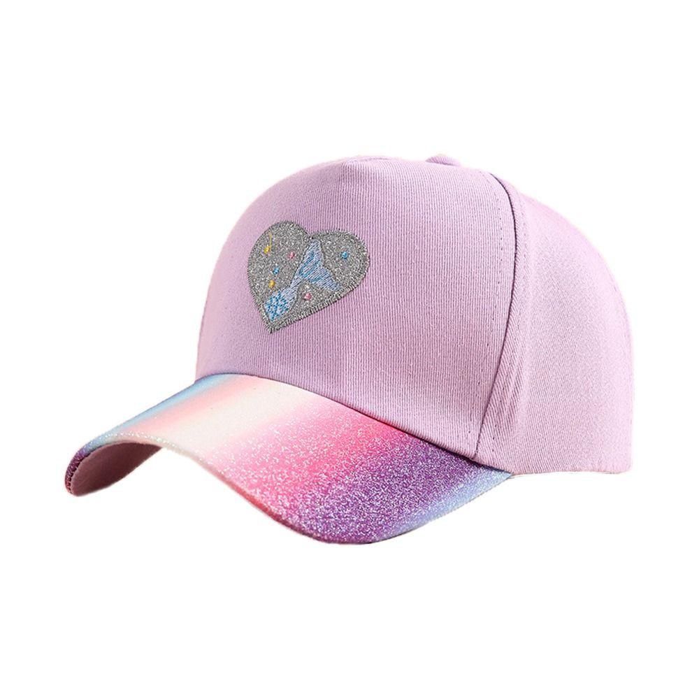 

Love Heart Embroidery Baby Sun Hat Discoloration Baseball Cap Child Visor Hats Kids Children фиолетовый