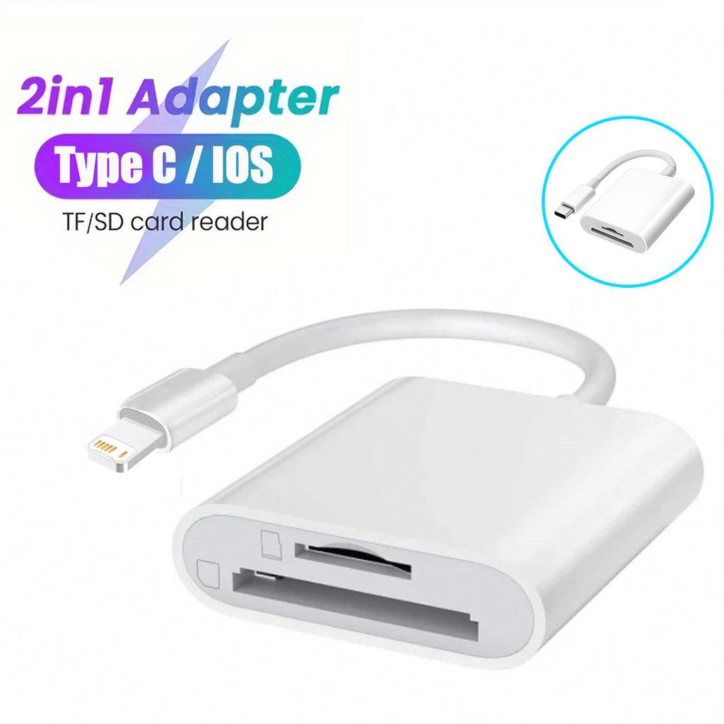 2 In 1 SD TF Card Reader For Apple iPhone 15 14 12 13 11 Pro Max Xs XR USB C OTG Adapter For iPad Samsung Xiaomi  MacBook